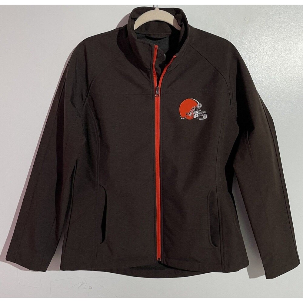 NFL Cleveland Browns Jacket Womens Large Brown Team Logo Softshell‎ Outdoor